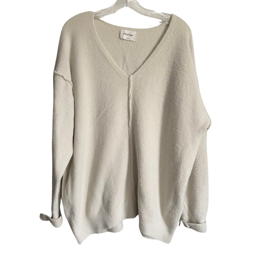 Wilfred Free Aritzia Relaxed V-Neck Sweater Soft Oversized Snow L